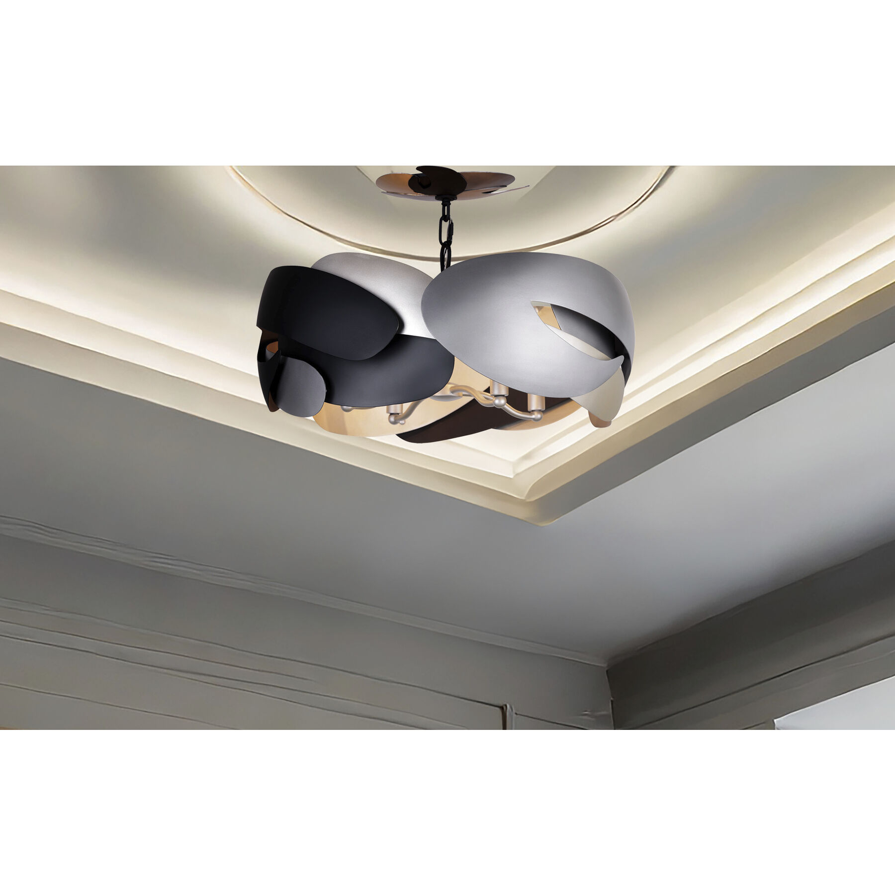 Metalo Misto 4 Light 20 inch Brass / Cola Grey / Matte Black Semi Flush Ceiling Light